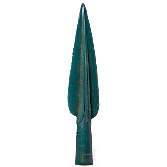 A great bronze spearhead from the Urnfield period, 10th to 9th century B.C.