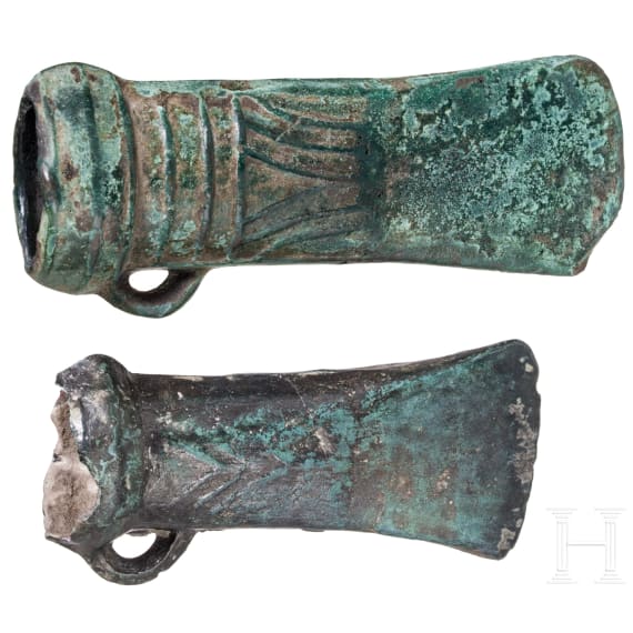 Two decorated axes from the Late Bronze Age, 10th century B.C.
