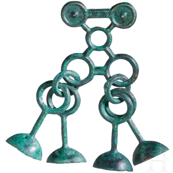 Urnfield period rattling plate pendant, 10th to 9th century B.C.