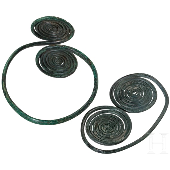 A spiral bracelet and double spiral made of bronze, Middle Bronze Age, 14th century B.C.