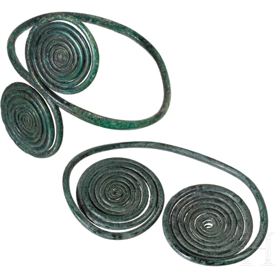 A spiral bracelet and double spiral made of bronze, Middle Bronze Age, 14th century B.C.