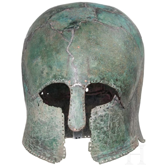 Modernes Pasticcio eines korinthischen Helms aus originalen Teilen verschiedener Helme zusammengesetzt