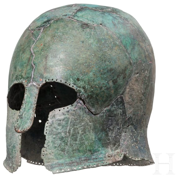 Modernes Pasticcio eines korinthischen Helms aus originalen Teilen verschiedener Helme zusammengesetzt