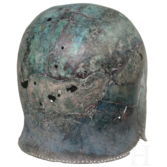 Modernes Pasticcio eines korinthischen Helms aus originalen Teilen verschiedener Helme zusammengesetzt