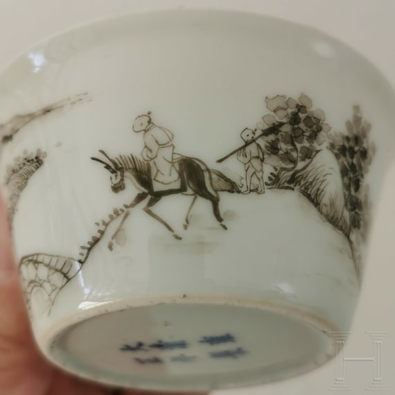 Koppchen mit Grisaillemalerei, China, wohl 18. Jhdt.