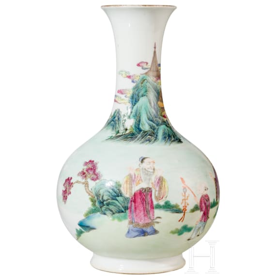 Famille-Rose-Vase, China, um 19. Jhdt.