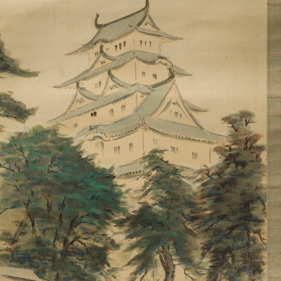 Rollbild mit Darstellung der Nagoya-Burg, Japan, 20. Jhdt.