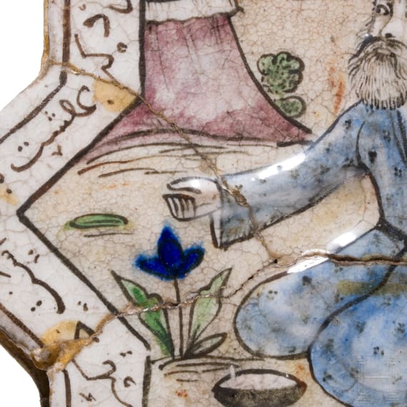 Sternfliese, Iran, wohl fr&uuml;he Kadscharen-Zeit, 18./19. Jhdt.
