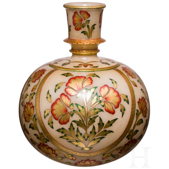 Hookah Basis aus Alabaster, Indien, um 1900