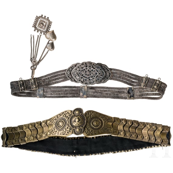 Thail&auml;ndischer Silberg&uuml;rtel und osmanischer G&uuml;rtel, 19. Jhdt.