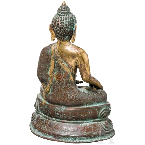 Buddha aus feuervergoldeter Bronze; Tibet, 18./19. Jhdt.