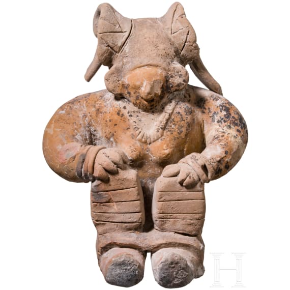 Gro&szlig;e pr&auml;kolumbische Tonfigur, Ekuador, wohl 500 - 1000 n. Chr.