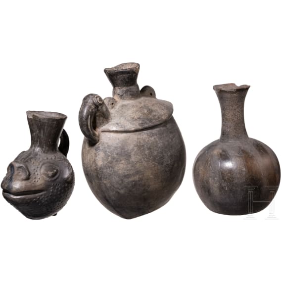 Drei pr&auml;kolumbische Gef&auml;&szlig;e, Peru, Chimu-Kultur, wohl 11. - 15. Jhdt.