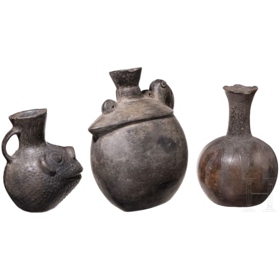 Drei pr&auml;kolumbische Gef&auml;&szlig;e, Peru, Chimu-Kultur, wohl 11. - 15. Jhdt.