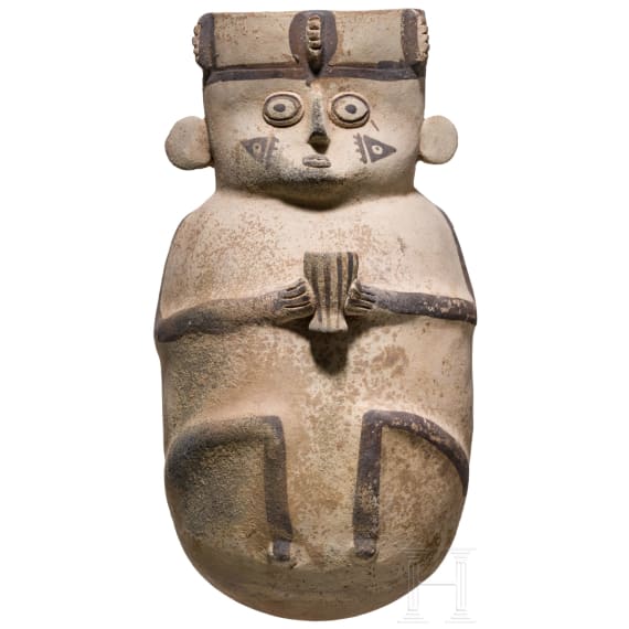 Au&szlig;ergew&ouml;hnlich gro&szlig;es (34,5 cm), fig&uuml;rliches Gef&auml;&szlig;, Peru, Chancay-Kultur, 13. - 15. Jhdt.