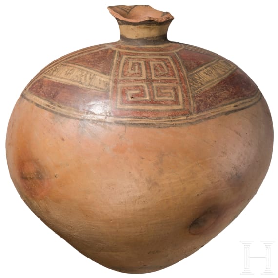 Gro&szlig;e pr&auml;kolumbische Vase mit geometrischem Dekor, 800 - 1200 n. Chr .