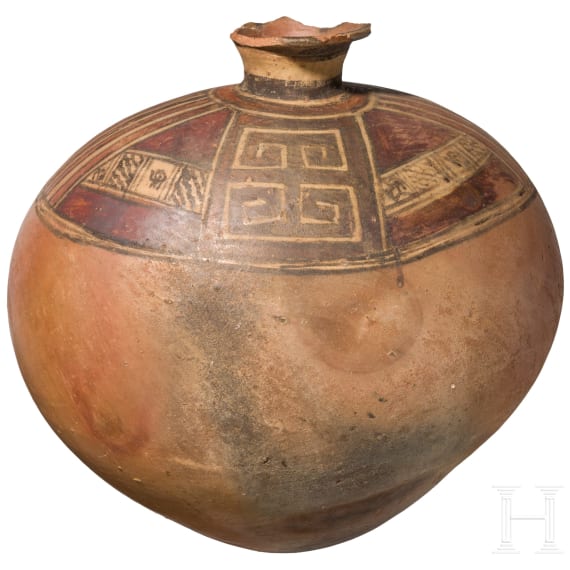 Gro&szlig;e pr&auml;kolumbische Vase mit geometrischem Dekor, 800 - 1200 n. Chr .
