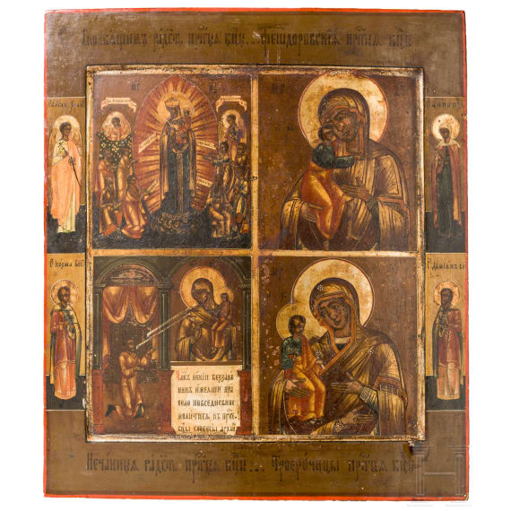Vierfelder-Ikone mit der Gottesmutter, Russland, 19. Jhdt.