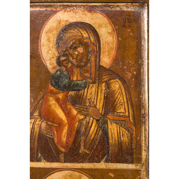 Vierfelder-Ikone mit der Gottesmutter, Russland, 19. Jhdt.