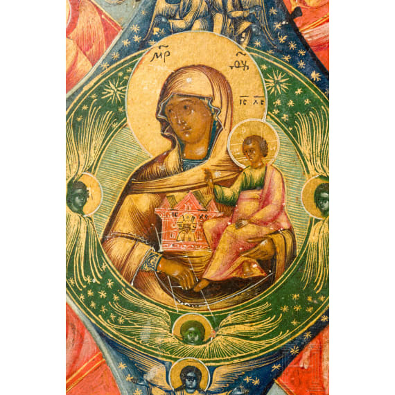 Ikone mit der Gottesmutter &bdquo;unverbrennbarer Dornbusch", Russland, 19. Jhdt.