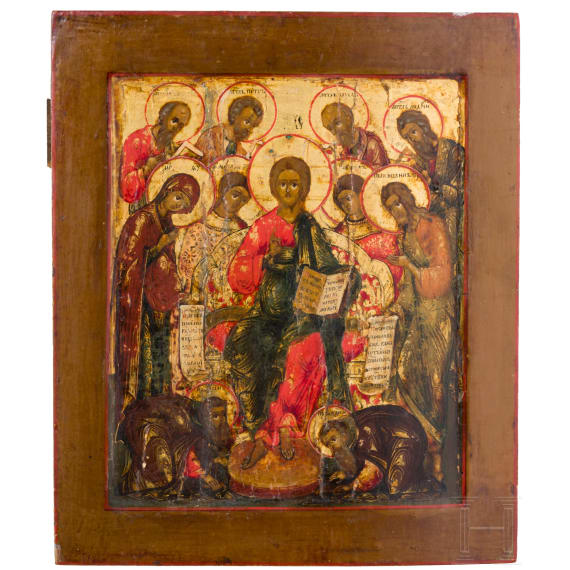An icon showing the extended Deisis, Russia, 19th century