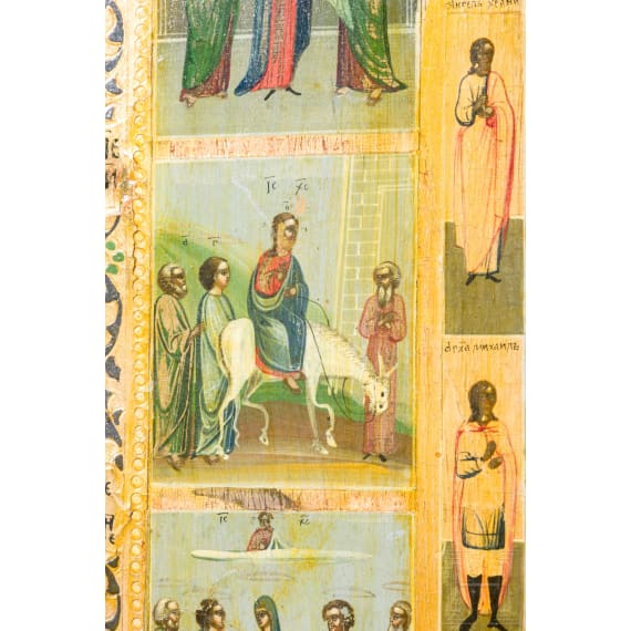 A large icon showing the Resurrection of Christ, Russia, circa 1900