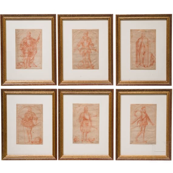 Six red chalk drawings after Giovanni Battista Fontana, circa 1735