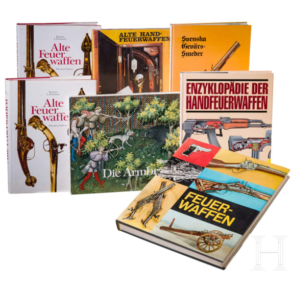 Collection of books on the subject of antique firearms