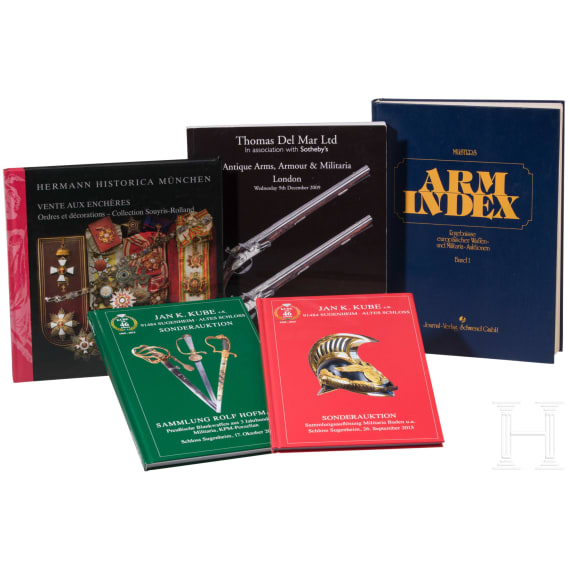 Five catalogues on the subject of antique arms, German/Engl/French