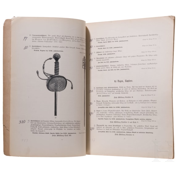 Three auction catalogs on the subject of antique weapons, 1912
