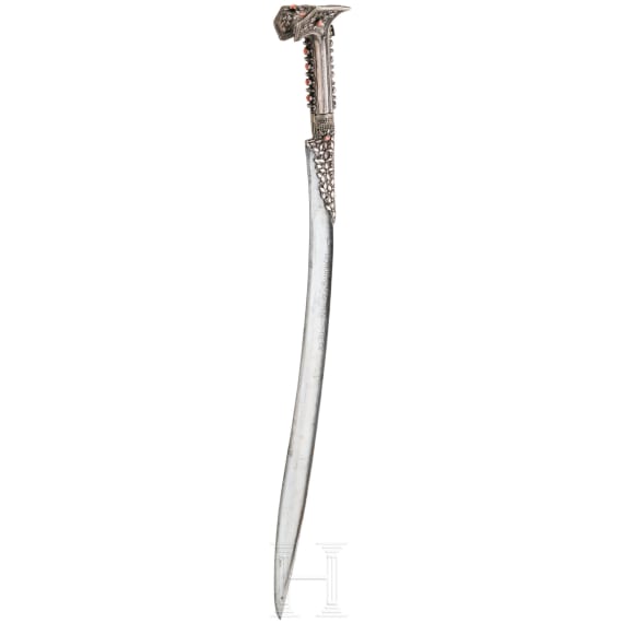 A silver mounted and coral studded yatagan, Crete, dated 1796