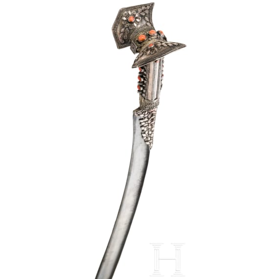 A silver mounted and coral studded yatagan, Crete, dated 1796