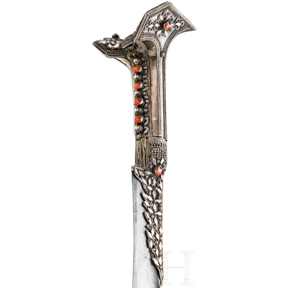 A silver mounted and coral studded yatagan, Crete, dated 1796