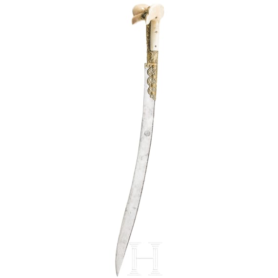A Yatagan with walruss-ivory grips, Balkans, mit 19th century