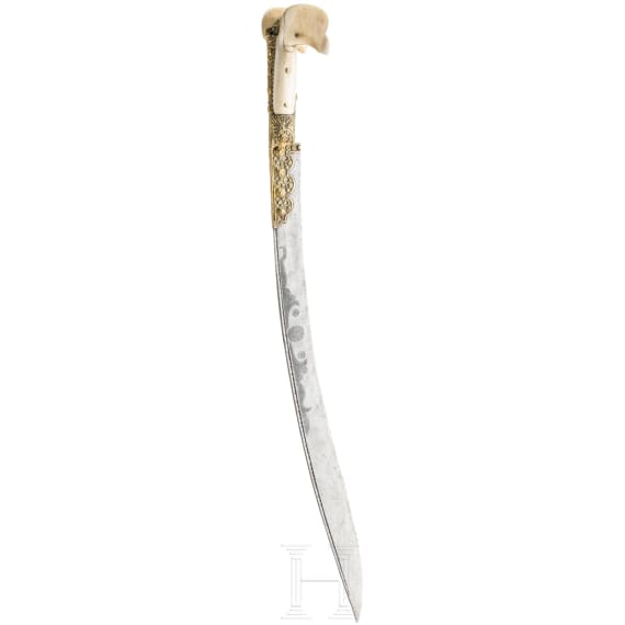 A Yatagan with walruss-ivory grips, Balkans, mit 19th century