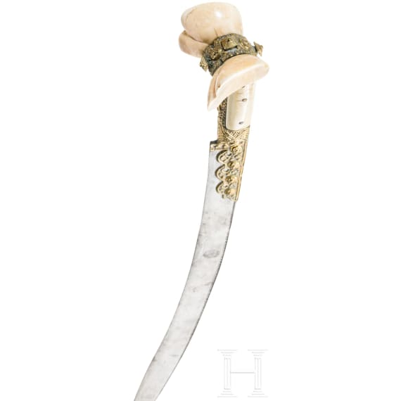 A Yatagan with walruss-ivory grips, Balkans, mit 19th century