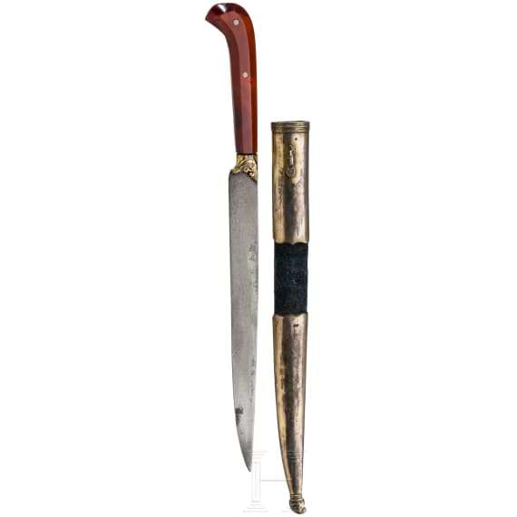 An Ottoman bichaq with wootz blade and carnelian grip, late 18th century
