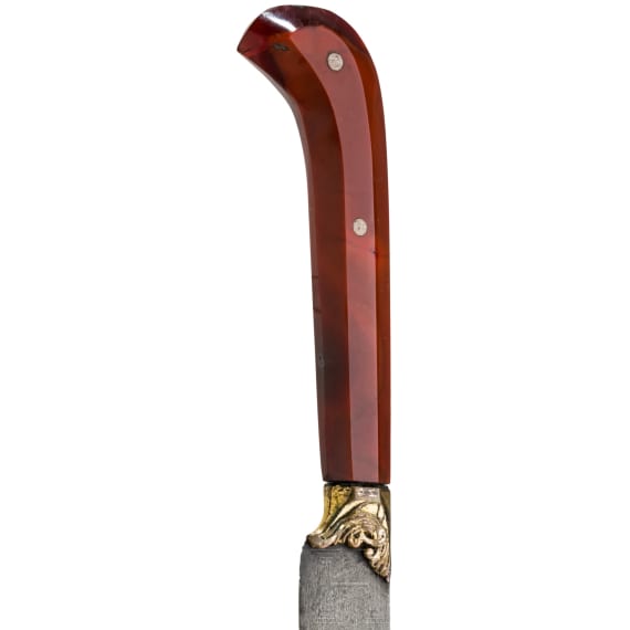 An Ottoman bichaq with wootz blade and carnelian grip, late 18th century