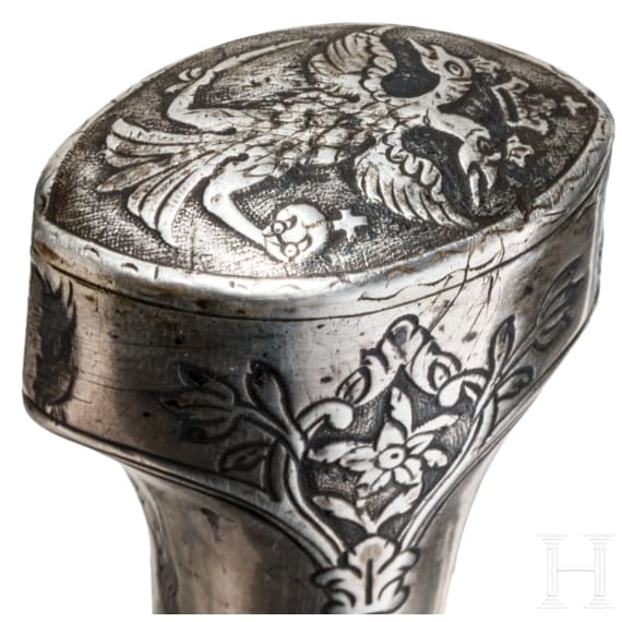 A long Ottoman silver mounted kandjar with wooz-blade, ca. 1820