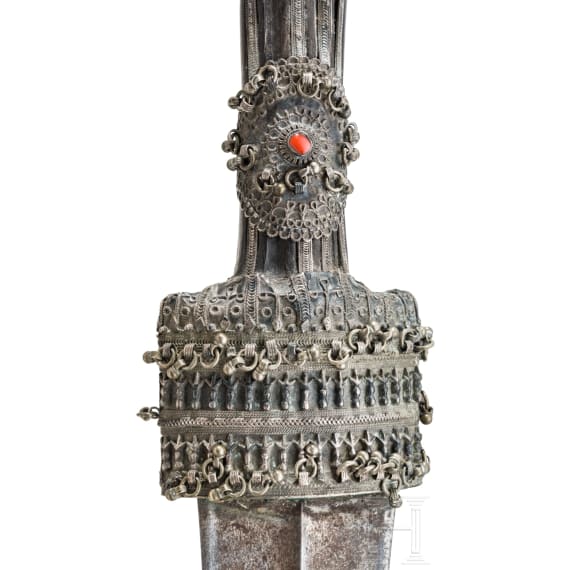 A large silver mounted Ottoman khandjar, 1st half of the 19th century