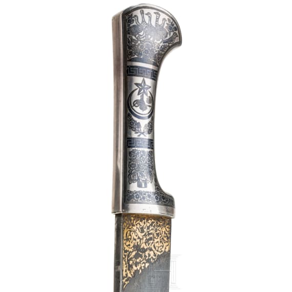 A fine Ottoman silver-mounted, finely nielloed kard, from the reign of Abd&uuml;lhamid II, late 19th century