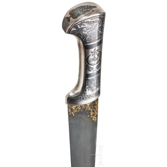 A fine Ottoman silver-mounted, finely nielloed kard, from the reign of Abd&uuml;lhamid II, late 19th century