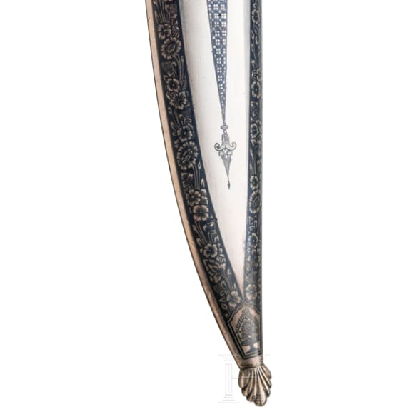 A fine Ottoman silver-mounted, finely nielloed kard, from the reign of Abd&uuml;lhamid II, late 19th century