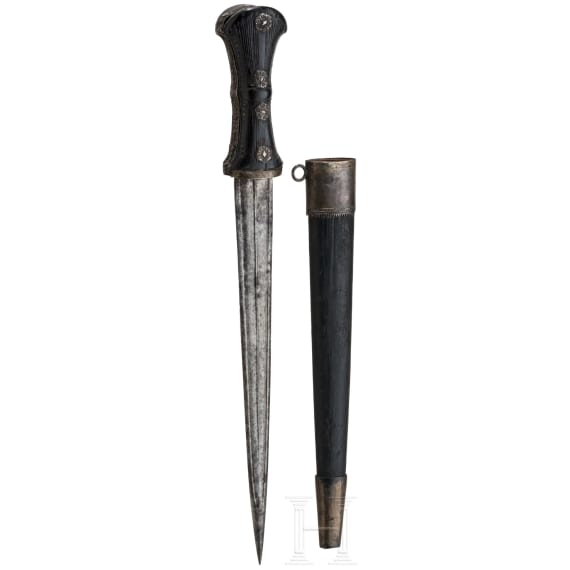 An Ottoman silver-mounted spearhead dagger, circa 1800