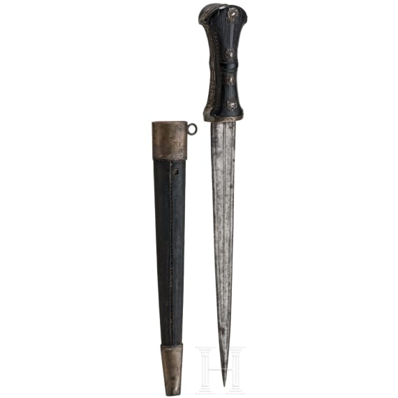 An Ottoman silver-mounted spearhead dagger, circa 1800