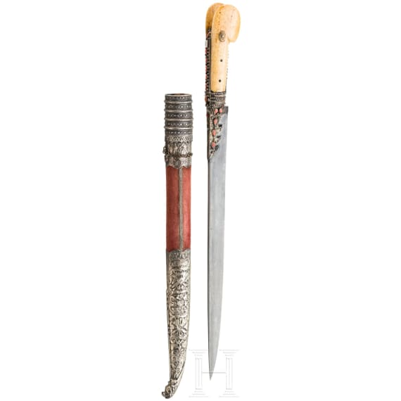 An Ottoman silver mounted yatagan with wooz-blade, ca. 1780