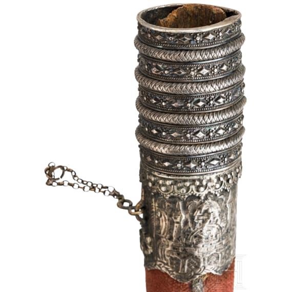 An Ottoman silver mounted yatagan with wooz-blade, ca. 1780