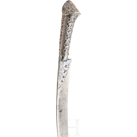 A silver mounted Ottoman Yatagan, dated 1787