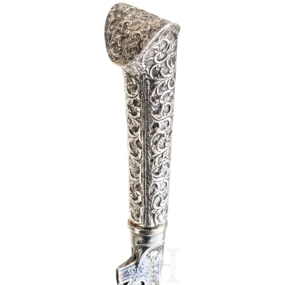 A silver mounted Ottoman Yatagan, dated 1787