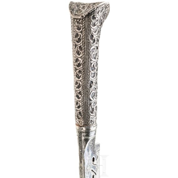 A silver mounted Ottoman Yatagan, dated 1787